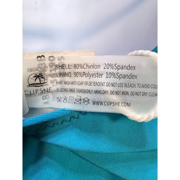 CUPSHE Women's One Piece Swimsuit Deep V Neck Size Large Teel Blue Bathing Suit - Picture 6 of 13